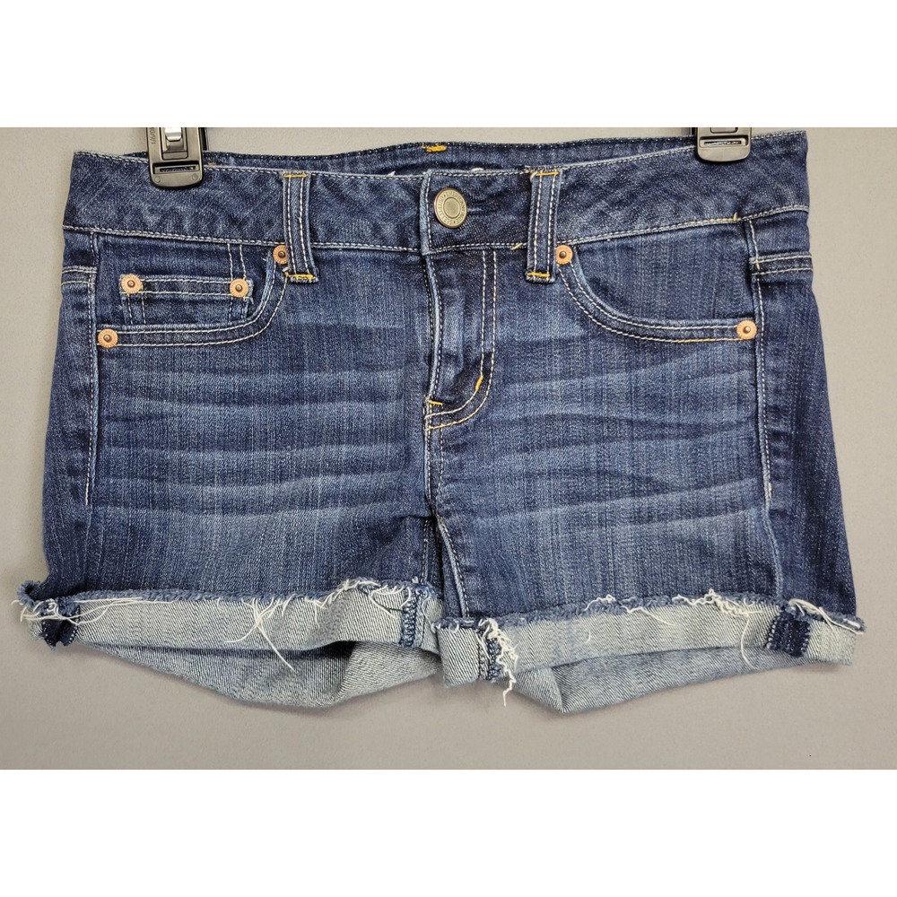 American Eagle Shorts Womens 2 Denim Distressed Cut‎ Off Stretch Casual Fringe
